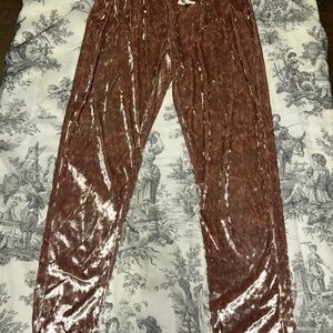 POL Velvet Track Pants in Brown